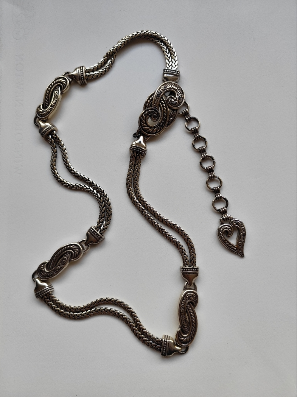 Rustic silver-tone double-link chain belt Size M